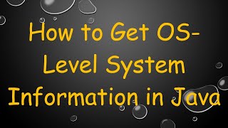 How to Get OS-Level System Information in Java