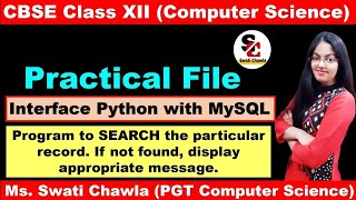Program to search records in MySQL table using Python | Practical File Class 12 Computer Science