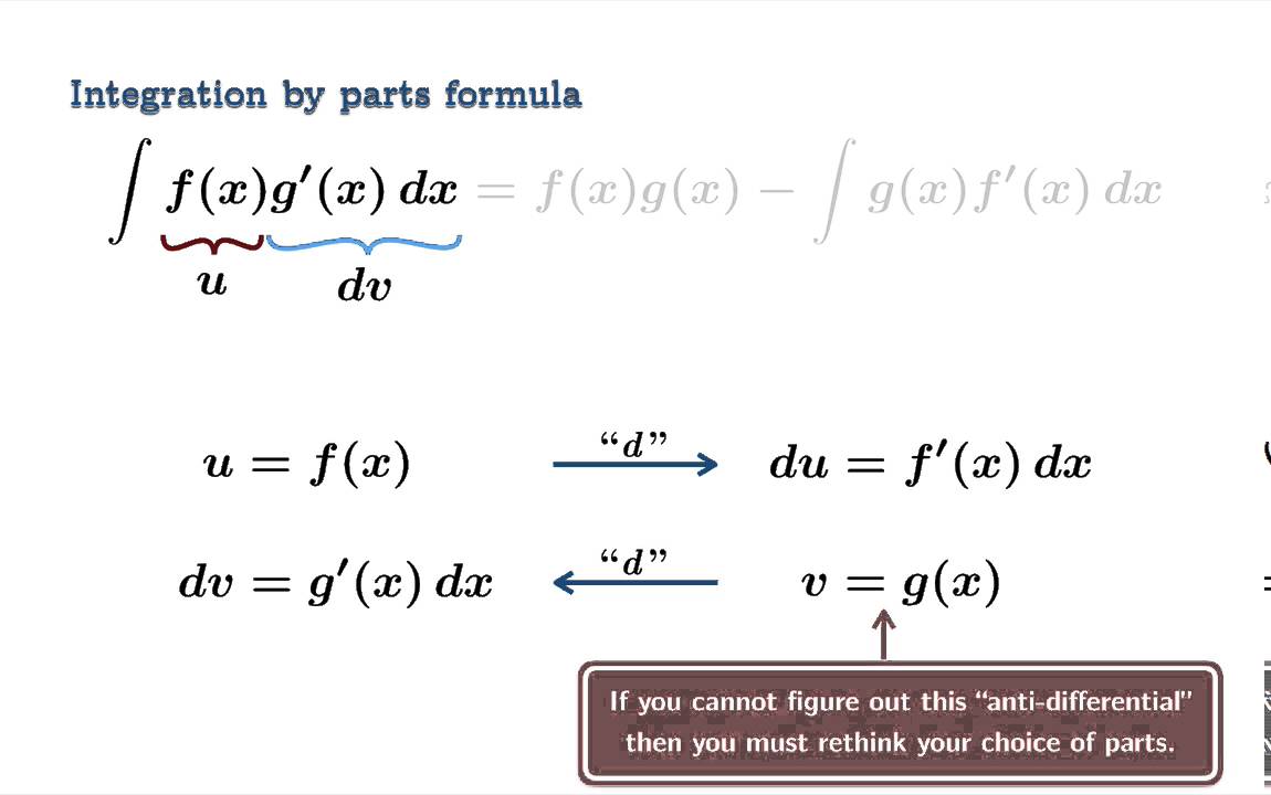 Integration by parts (Introduction) YouTube