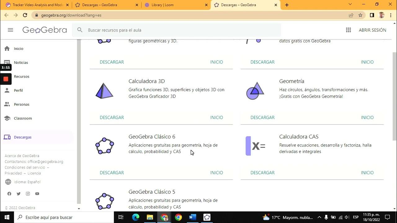 Instrucciones para descargar Geogebra YouTube