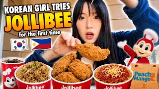 Korean Girl Tries Jollibee for the first time 🇰🇷🇵🇭