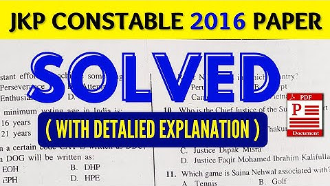 JKP Constable last year paper solved | jkp constable 2016 paper