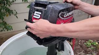 $60 Outboard boat motor at auction! ((Will It Run??)) Unknown Condition - 5hp Game Fisher