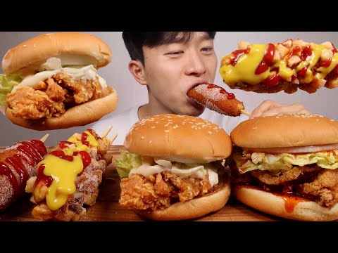 <strong>ASMR</strong> MUKBANG  HAMBURGER CORN <strong>DOGS</strong> EATING SHOW