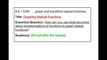 5.3 - Graphing Radical Functions