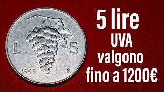 5 Lire Uva vale una fortuna? Moneta rara della Repubblica Italiana. Qual è il Valore Quanto Vale?