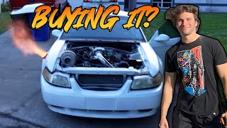 I MIGHT BUY THIS LS SWAPPED, TURBO NEW EDGE MUSTANG GT!? (PULLS, 2 STEP, TRANS BRAKE & BUMP...)