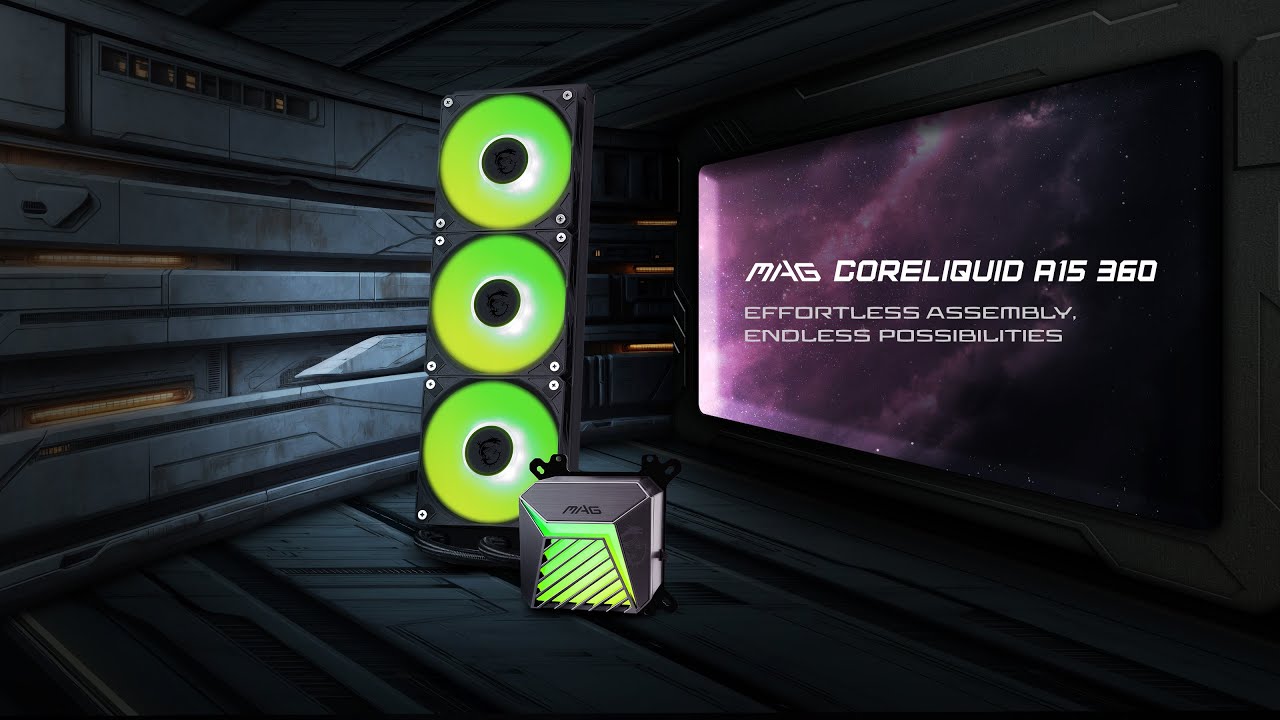 This Is an MSI MAG CORELIQUID A15 360 All-in-One Liquid CPU Cooler.