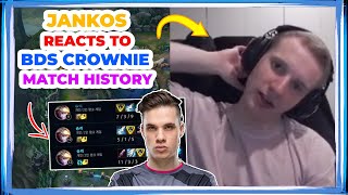 Jankos Reacts to BDS CROWNIE Match History 👀