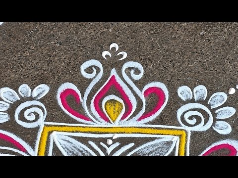 Sravanamasam Varalakshmi vratham muggulu | Friday rangoli | Lotus rangoli with side border designs