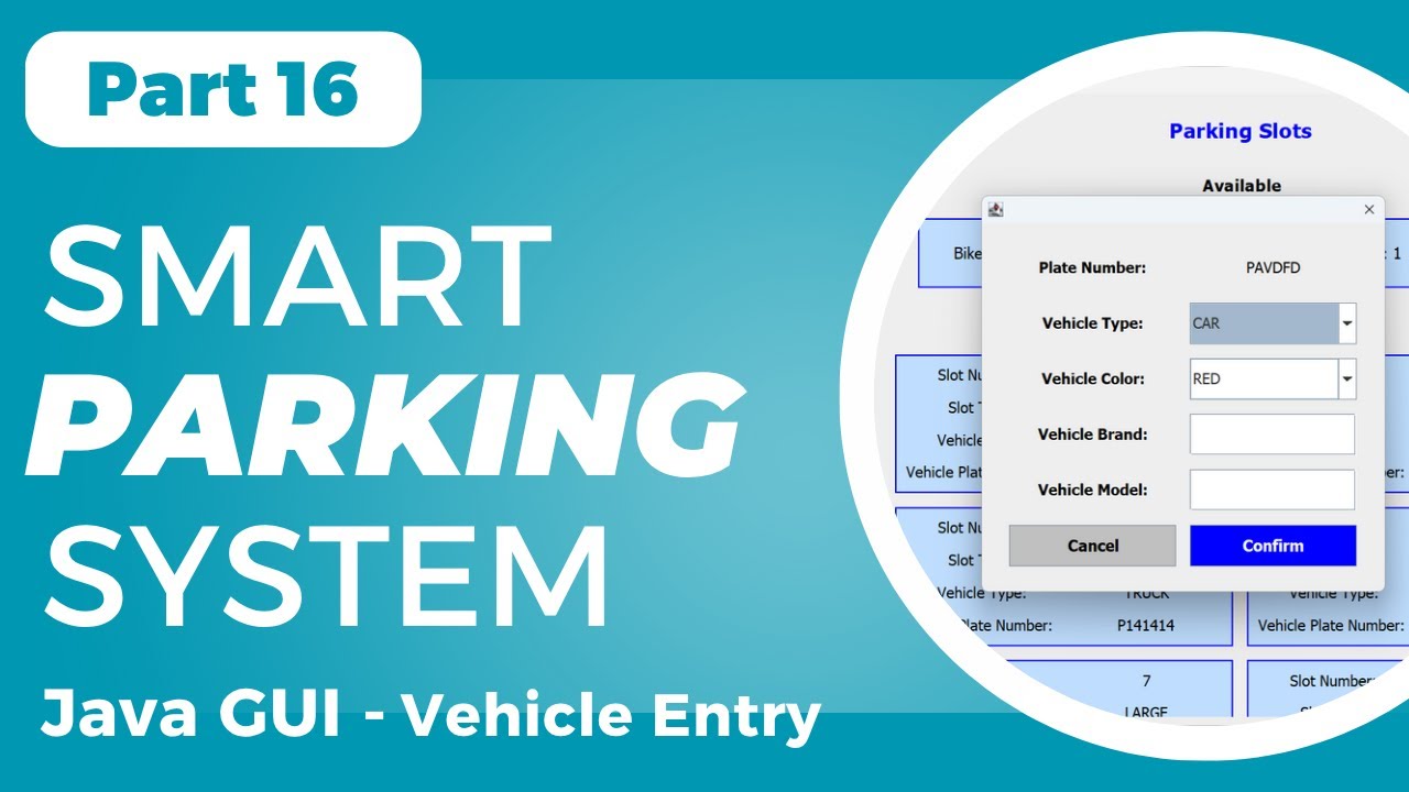 Smart Parking System GUI using Java Swing - Vehicle Entry & Add New ...