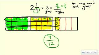 How to Divide Mixed Numbers by Whole Numbers Using Models