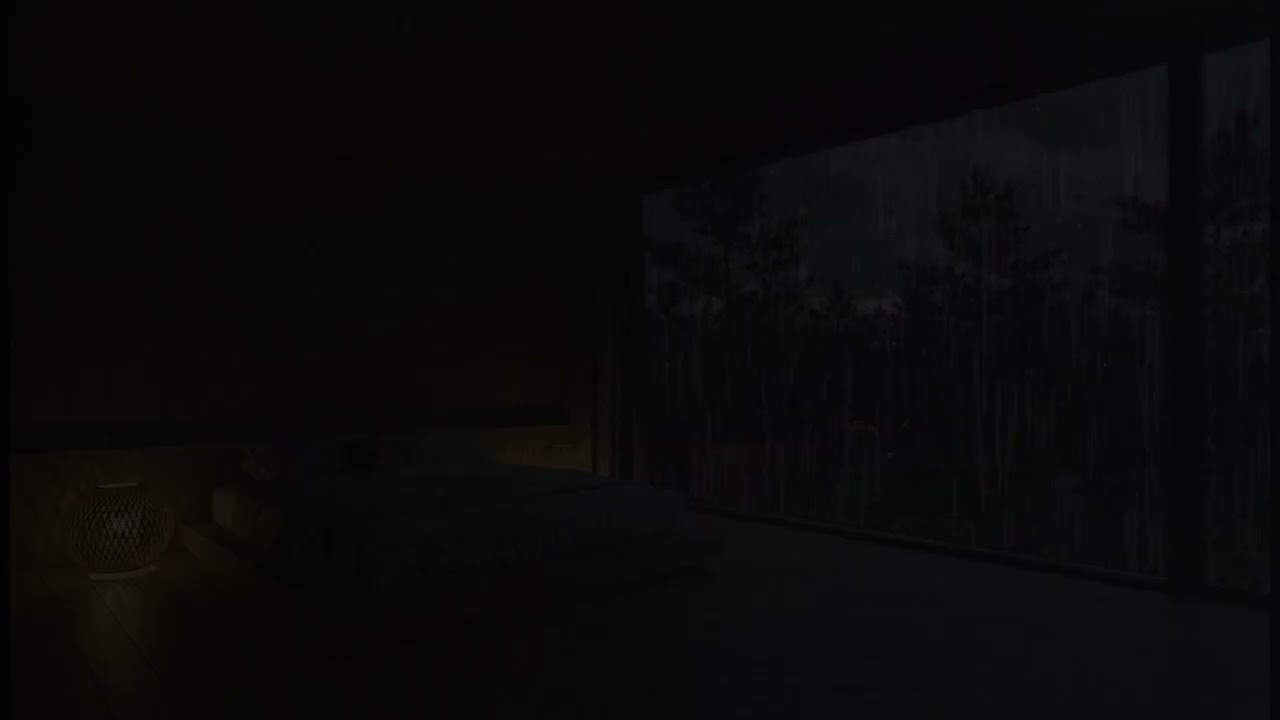 Rainfall in a Dark Bedroom | Calm Night Rain for Stress Relief