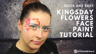 Kingsday Flowers Face Paint Tutorial | Quick Face Paint Tutorial | 2 Minute Face Paint