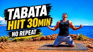 30 MIN HIIT TABATA 🔥 Full Body NO REPEAT | Burn Fat Fast