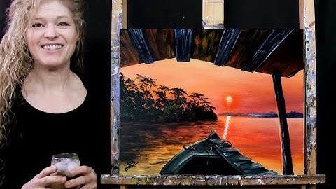 Learn How to Paint AMAZON SUNSET with Acrylic - Paint and Sip at Home - Fun Step by Step Tutorial