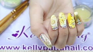  Học nail – Học vẽ nổi 3d mẫu nail Hoa mai vàng | KellyPang Nail 