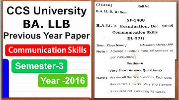CCS University BA LLB 3rd Sem COMMUNICATION SKILLS Question Paper 2016 👇 Links in Description - P