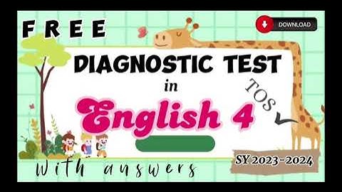 Diagnostic Test (Pre-Test) for SY 2023-2024 | Grade 4 - English | it