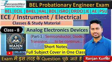 P1: Analog Electronics one Short Class | BEL Probationary Engineer | BDL | ECIL | DRDO | ISRO Exam