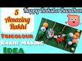 Diy 5 amazing easy tricolour rakhi making idea #rakshabandhanspecial #diy #easyrakhimakingideas 
