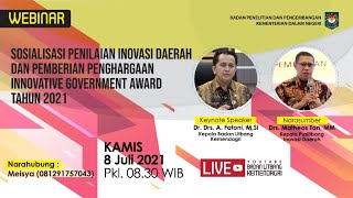 Sosialisasi Penilaian Inovasi Daerah & Pemberian Penghargaan IGA 2021