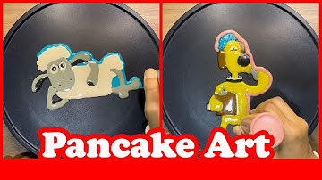 Shaun The Sheep Characters, Shaun, Bitzer, Sheep Cartoon, Dog Cartoon, Pancake Art I Rainbow Pancake