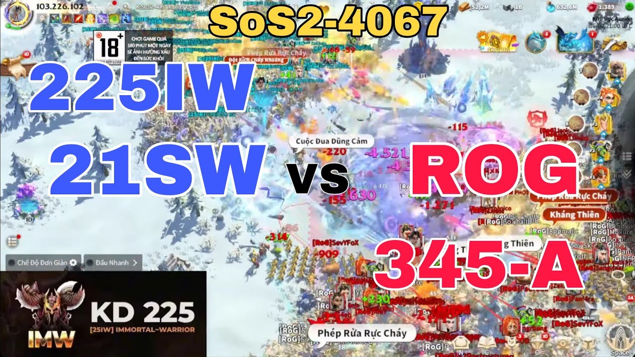 [ War Zone 7 ] HightLight The Battle Of Legends Zone 7 225IW 21SW vs ROG 345-A || Call Of Dragons 