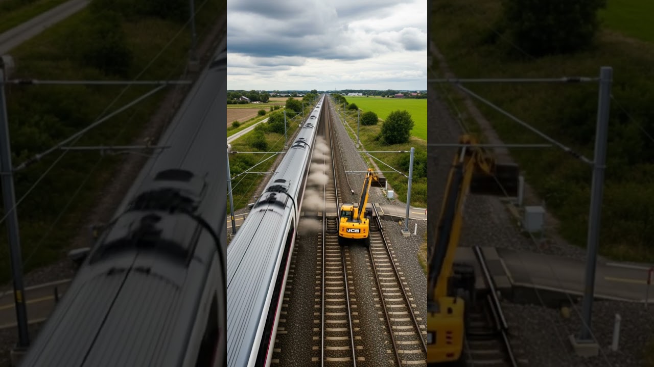 Train vs JCB || train accident short video 