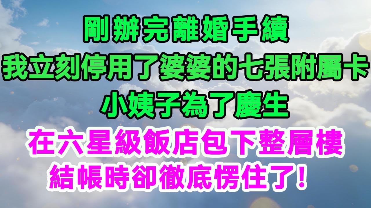 剛辦完離婚手續，我立刻停用了婆婆的七張附屬卡。小姨子為了慶生，在六星級飯店包下整層樓，結帳時卻徹底愣住了！