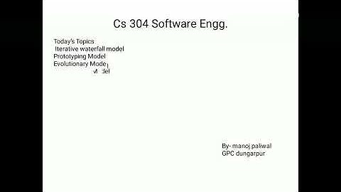 CS304 Iterative waterfall, Prototyping and Evolutionary Software Development Models by Manoj Paliwal