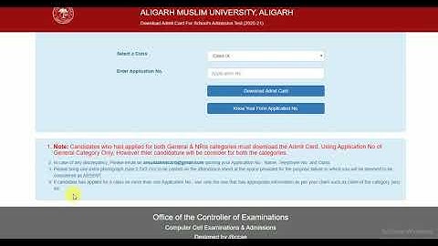 DOWNLOAD ADMIT CARD OF AMU CLASS IX ADMISSION TEST 2020-21/ALIGARH MUSLIM UNIVERSITY