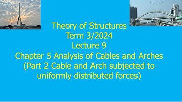 9 Theory of Structures Term 3 2024 Ch 5 Analysis of Cable END and Arch Part 1 of 2