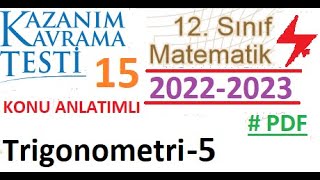 12. Sınıf Kazanım Testi 15 Trigonometri 5 Matematik 2022 2023 Ayt Matematik Eba Ogm