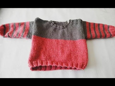 Pull marin bébé naissance à 3 mois au tricot Partie 1 - YouTube