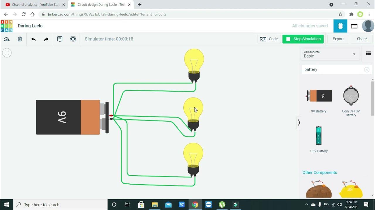 how to make a parallel circuit in tinkercad simulation of parallel