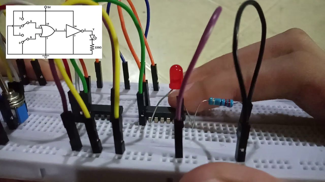 Actual Experiment of Circuit Diagram of NOR and NOT-OR gate (Fig A B ...