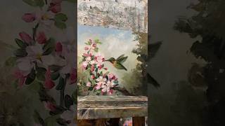 Painting hummingbird and apple blossoms #art #birds #painting