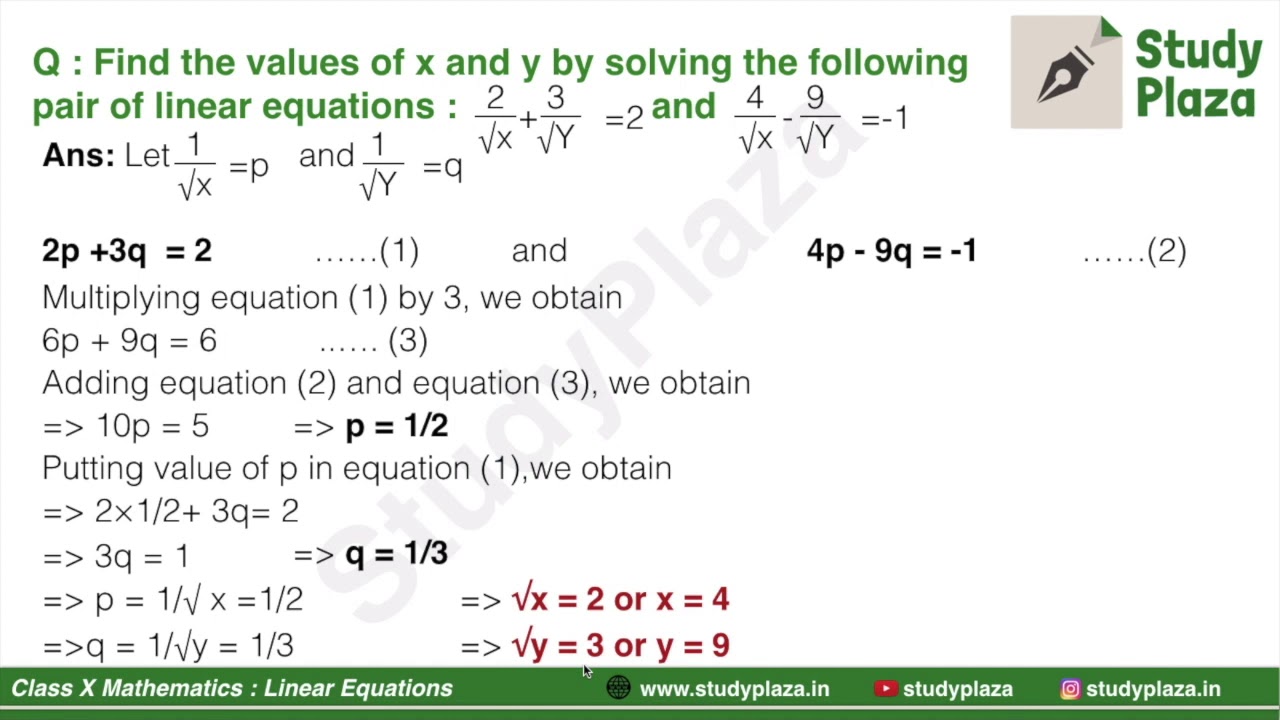 Class 10 Mathematics Chapter Linear Equations NCERT Exercise 3.6