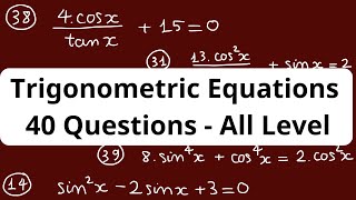 General Solution Of Trigonometric Equations Practice ( Step by step guide) - 40 Questions 2.5 Hours