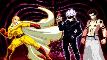 Saitama The Destroyed OP VS Sukuna V1.7 OP & Limitless Gojo V2 OP in Jump Force Mugen