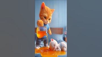 Mèo con bị anh kế xấu tánh dụ kiến lên giường #short #cat #ai #meow #mèo