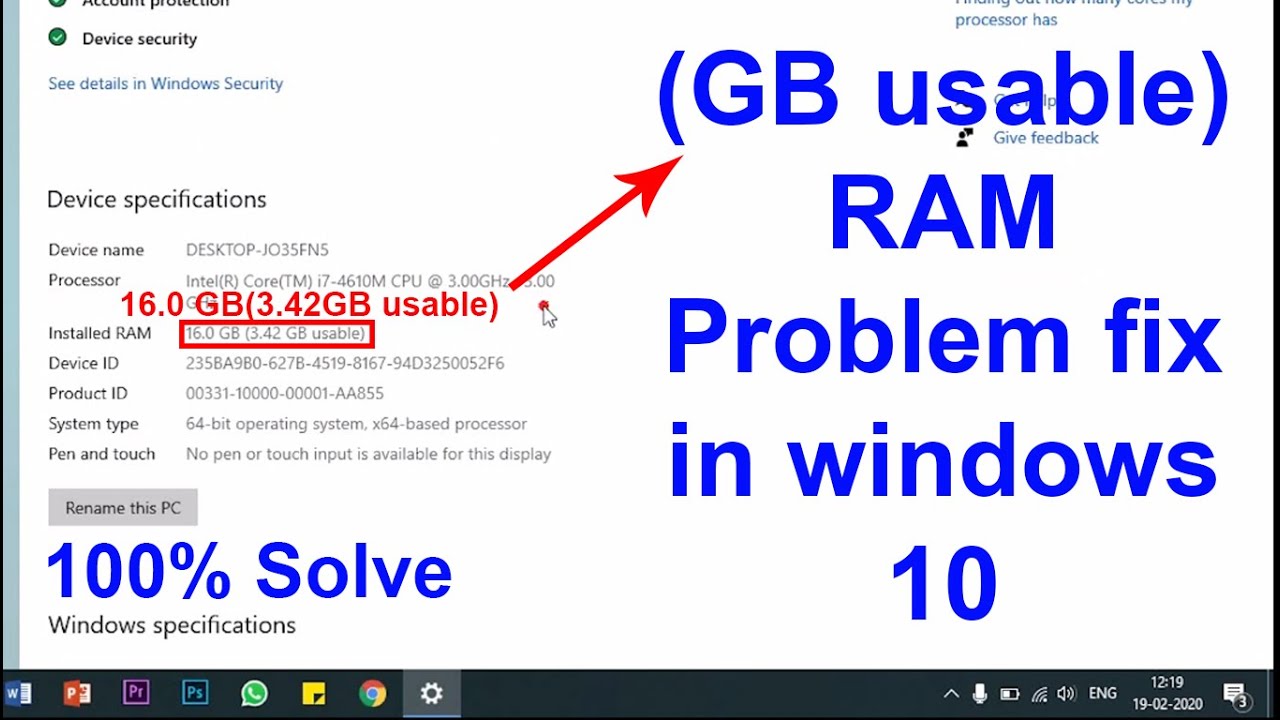 Snavset Egypten Urter How to fix 'GB' Usable Ram Windows 10 and windows 11 || 100 % solve -  YouTube