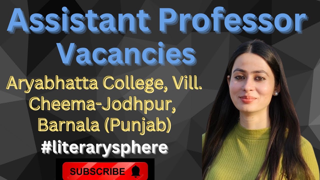 Job opportunity Assistant Professor permanent vacancies YouTube