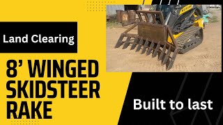 8’ Winged Skidsteer Rake