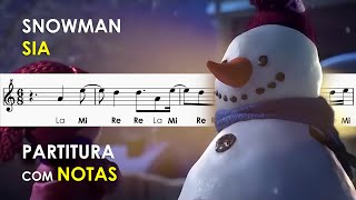Snowman - Sia | Partitura com Notas para Flauta Doce, Violino
