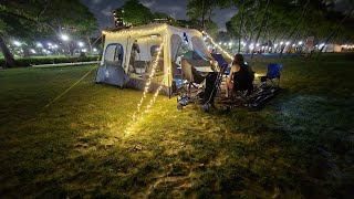 Camping in Singapore at East Coast Park Campsite D with @Colemancampfire 8 person instant tent