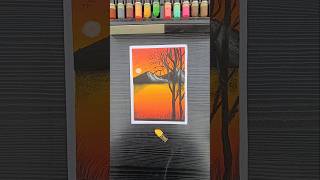 Easy Sunset Mountain Scenery🌄|Oil Pastel Drawing for Beginners