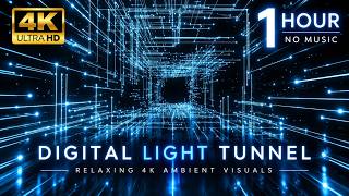 1 Hour Infinite Blue Data Tunnel | Relaxing 4K Visuals — No Music