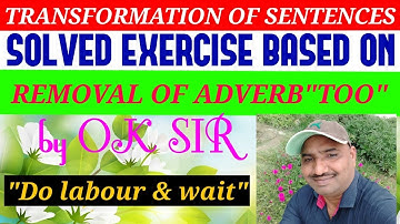 TRANSFORMATION OF SENTENCES-SOLVED EXERCISE BASED ON REMOVAL OF ADVERB"TOO"